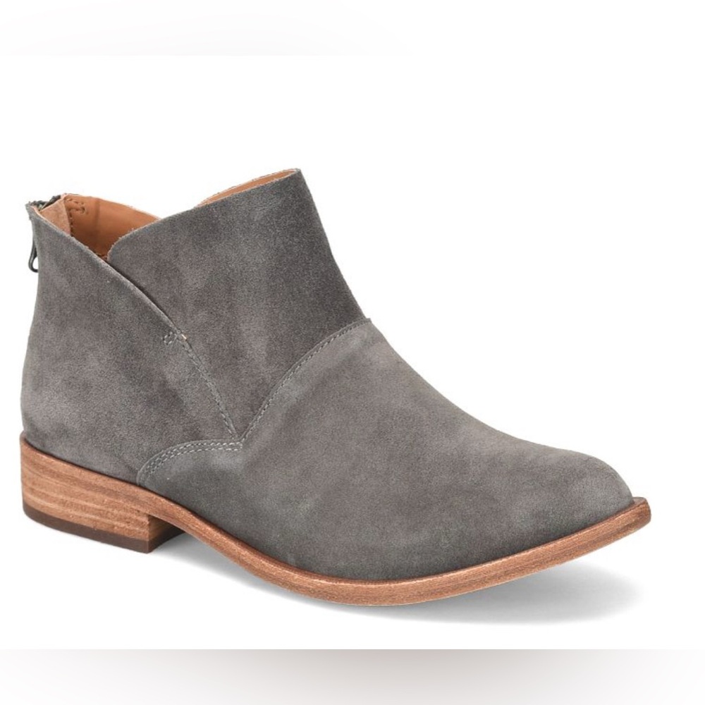 Kork-Ease Ryder Suede Ankle Boots Olive Green Sz 8 Wood Heel Zip